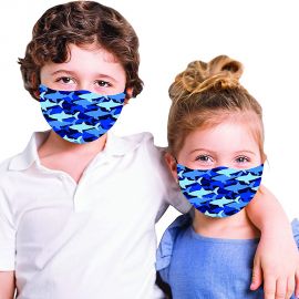 Masca copil/adolescent 3 straturi model rechini, cu 4 filtre de rezerva incluse